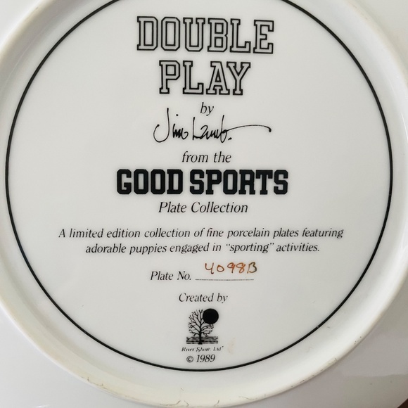 A J. Lamb signed decorative plate with two cocker spaniel puppies - Picture 4 of 4